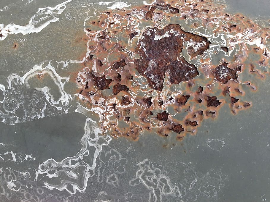 rust, jern, gammel, kunstnerisk, ingen mennesker, tæt på, studio skud, indendørs, dag, mineral, krystal, vand, grå, høj vinkel visning, natur, mønster, hav, solid, stilleben, videnskab, mad og drikke, kompleksitet, grå baggrund, bord, ødelagt, 2K