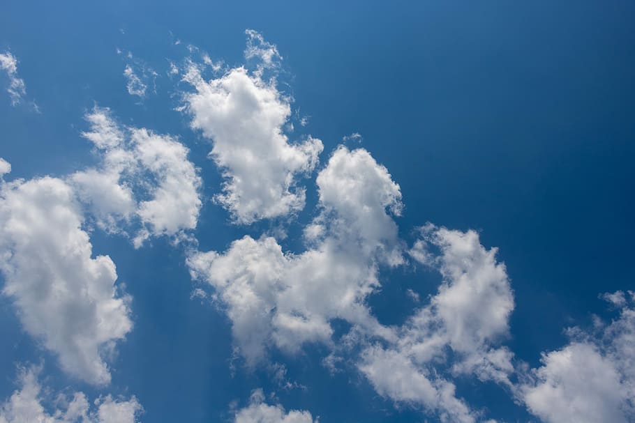 blanc, núvols, blau, cels, cel, blu, núvols de cel blau, cloudscape, Cúmulus, esponjós, núvol - cel, escenics - natura, bellesa a la natura, Color blanc, naturalesa, vista d’angle baix, idíl·lic, tranquil·litat, cap gent, fons, dia, escena tranquil·la, a l'aire lliure, llum solar, medi ambient, atmosfera, meteorologia, vent, suavitat, netejar, 5K