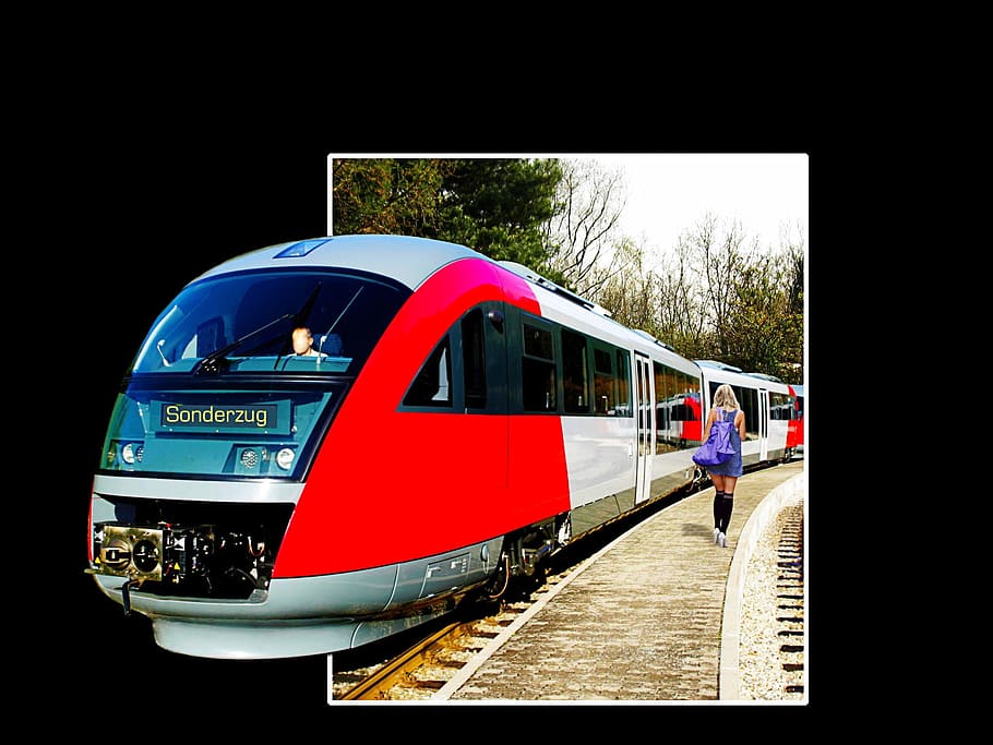 tren especial, estil, tren, Efecte 3D, transport, manera de transport, persones reals, arbre, transport per ferrocarril, transport públic, naturalesa, planta, homes, arquitectura, una persona, vehicle terrestre, dia, persones incidentals, a l'aire lliure, tren - vehicle, ciutat, viatjar, pista, 1080P