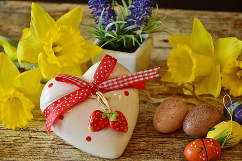 alb, roșu, ceramică, inimă capac, Două, galben, flori, maro, de lemn, suprafaţă, inimă, narcise, cadou, Paști, osterglocken, ou, oua de Paste, pictat, deco, inflori, a inflori, afecţiune, dragoste, Paste Fericit, stil, primăvară, temă easter, decor, osterkorb, vamă, lemn - material, masa, alimente, celebrare, floare, fundaluri, prospeţime, plantă, planta cu flori, nici o persoana, mancare si bautura, natură moartă, panglică, în interior, natură, vacanţă, a închide, arc, cap de floare, 5K, CC0, domeniu public, fără drepturi de autor