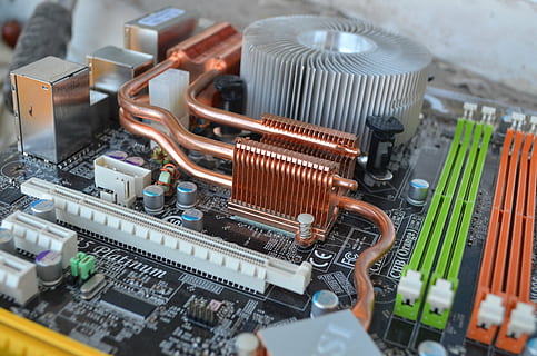 black computer motherboard, fee, accessories, computer, electronics, motherboard, cooling, electronics industry, technology, computer chip, circuit board, industry, equipment, mother board, close-up, no people, connection, computer part, electrical component, computer equipment, complexity, indoors, cpu, work tool, selective focus, metal, electrical equipment, 4K, CC0, public domain, royalty free
