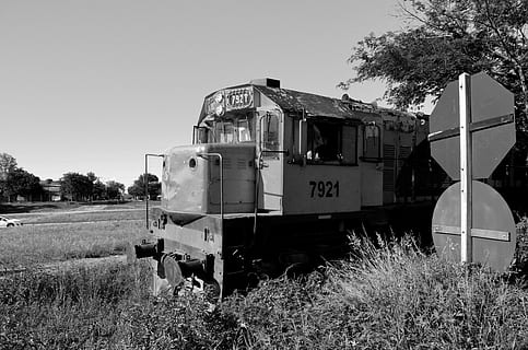 train, railroad, crazy, plant, land, nature, field, tree, transportation, grass, sky, mode of transportation, train - vehicle, rail transportation, day, clear sky, no people, public transportation, railroad track, land vehicle, track, outdoors, 4K, CC0, public domain, royalty free
