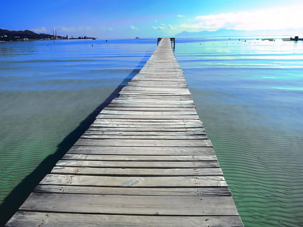 water, kalmte, Majorca, hout - materiaal, hemel, de weg vooruit, zee, richting, pier, schoonheid in de natuur, scenics - natuur, rustige scène, natuur, geen mensen, steiger, houten lambrisering, hout, perspectief verminderen, dag, buitenshuis, lang, horizon over water, oppervlakteniveau, houten paal, 4K, CC0, publiek domein, royaltyvrij