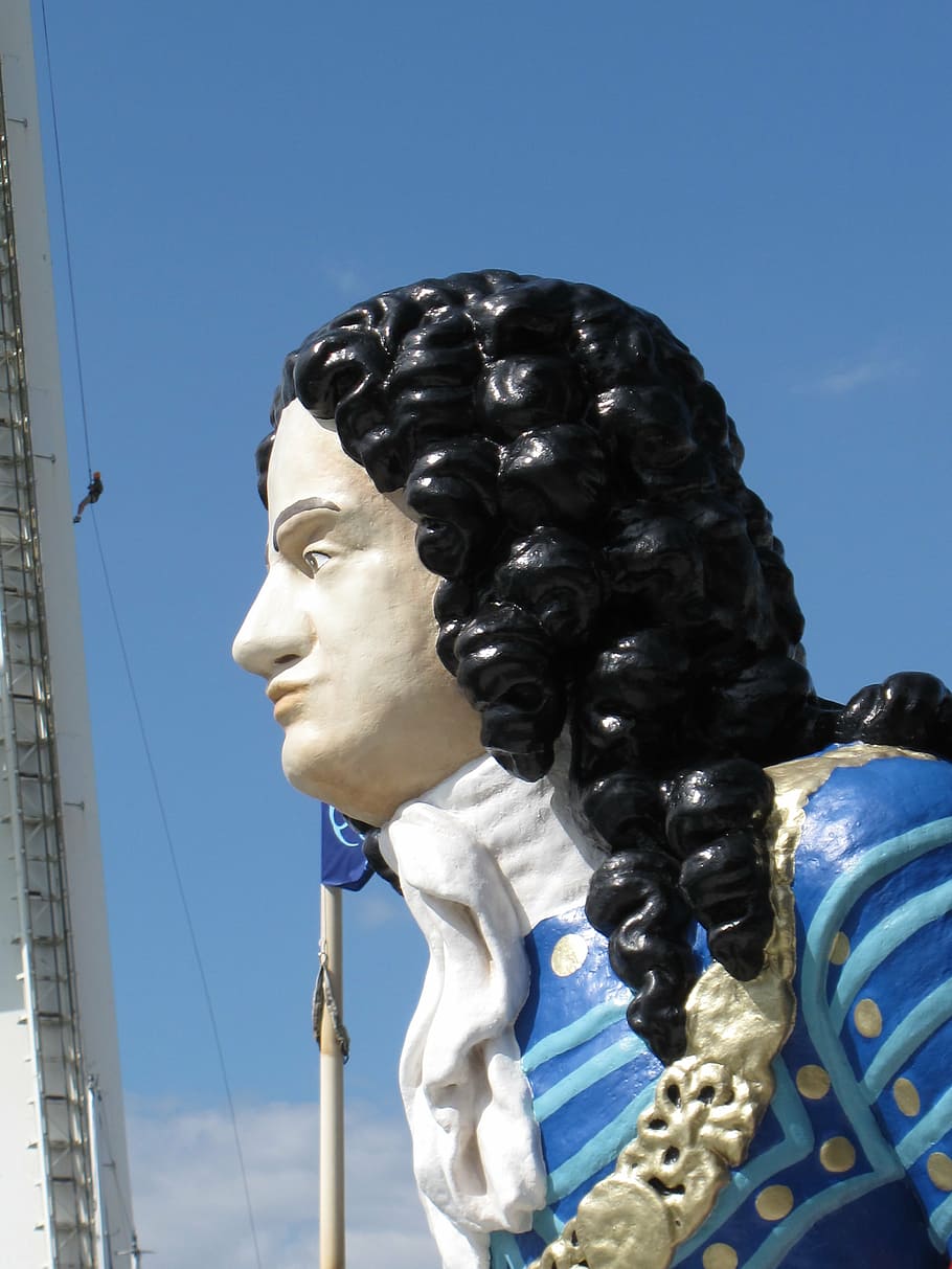 skib, galionsfigur, figur, mand, person, klatrer, skulptur, Kunst og håndværk, menneskelig repræsentation, statue, repræsentation, lav vinkel visning, kreativitet, himmel, mandlig lighed, arkitektur, blå, natur, håndværk, historie, ingen mennesker, dag, fortiden, skyfri himmel, sollys, rejse, 4K