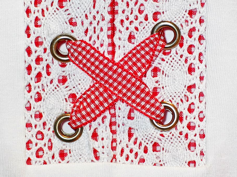 primer pla, blanc, vermell, crochet, tancament, traus, mantenir, dirndl, bavarian, quadres, blanc vermell, patró, mà d'obra, genial, merceria, bandes, bucle, cinta de bucle, banda, tira, ornament, frontera, creativitat, deco, decoratiu, fons, disseny, patró de fons, teixit, tela a quadres, brusa, cosir, coronament, estructura, forma del cor, a l'interior, cap gent, tir de l'estudi, fons blanc, Nadal, estovalles, vista d’angle alt, directament a sobre, natura morta, tèxtil, forma, taula, emoció positiva, emoció, forma d'estrella, Color blanc, amor, 1080P