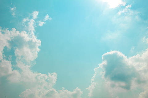 white, gray, clouds, daytime, sky, cloud, sunlight, cloudscape, teal, cloud - sky, blue, environment, backgrounds, nature, beauty in nature, scenics - nature, idyllic, wind, vibrant color, atmosphere, white color, tranquil scene, no people, sun, bright, outdoors, softness, abstract, brightly lit, climate, 5K, CC0, public domain, royalty free
