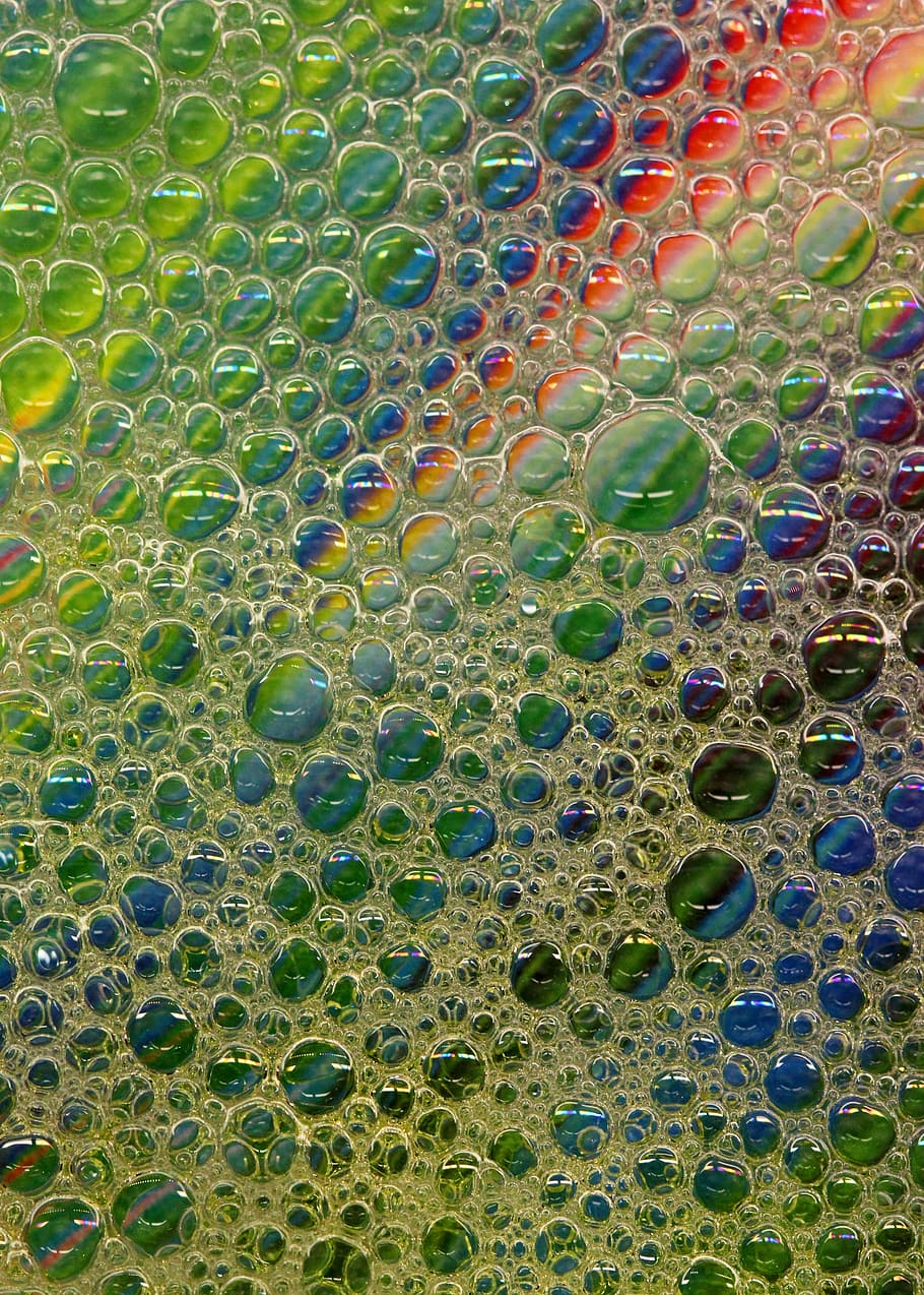 macro, bolle, sapone, liquido, acqua, riflessi, modelli, astratto, bolla, far cadere, sfondi, bagnato, modello, avvicinamento, freschezza, trasparente, fotogramma intero, multicolore, nessuno, grande gruppo di oggetti, colore verde, abbondanza, giorno, natura morta, natura, in casa, scelta, strutturato, design, variazione, 2K