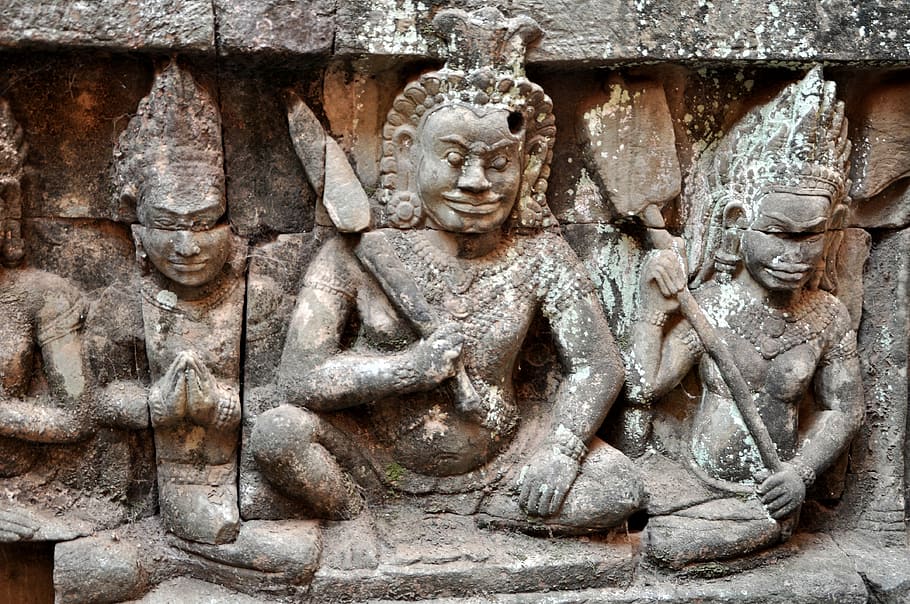 Angkor, hinduisme, cares, complex del temple, història, escultura, històricament, temple, khmer, asia, Cambodja, patrimoni Mundial per la UNESCO, arquitectura, estàtua, religió, budisme, cultures, construcció de temples, talla - producte artesanal, lloc famós, antic, art i artesania, representació, representació humana, semblança masculina, creativitat, artesania, el passat, creença, espiritualitat, cap gent, estructura construïda, lloc de culte, dia, civilització antiga, talla, ornamentat, baix relleu, 4K