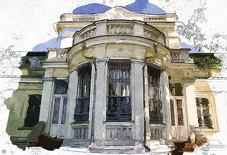 hvid hus illustration, arkitektur, bibliotek, bygning, gammel, by, videnskab, den gamle By, Kalisz, Polen, landskab, historie, digital skitse, digital manipulation, fortiden, bygget struktur, bygning udvendig, arkitektoniske kolonne, lav vinkel visning, rejsemål, ingen mennesker, natur, dag, religion, indgang, marmor, udendørs, stenmateriale, turisme, ødelagt, 5K, CC0, offentligt domæne, royaltyfrie