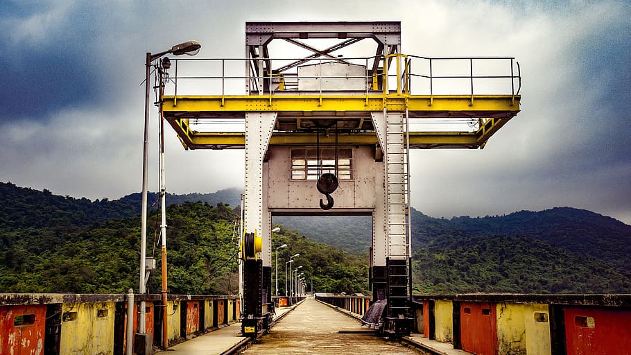Gate, Road, Red, Sky, Way, Nature, red, sky, landscape, travel, old, metal, street, architecture, entrance, transport, tree, rural, area, gateway, entry, hill, mountain, cloud - sky, built structure, day, no people, transportation, connection, outdoors, plant, the way forward, mountain range, direction, bridge, mode of transportation, rail transportation, 5K
