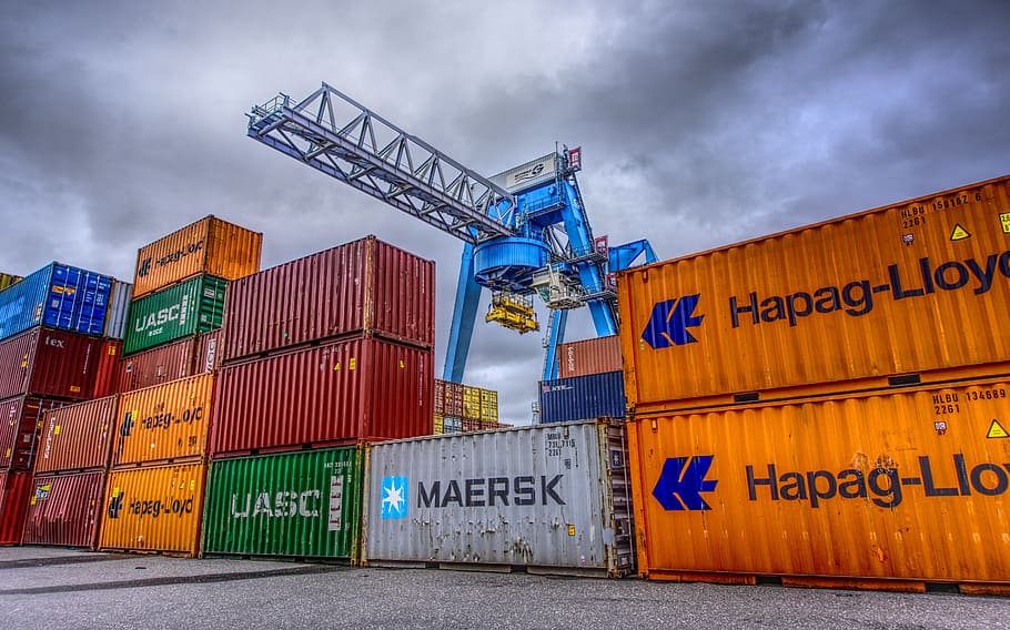 lav, vinkelfotografering, last trailer, kran, beholder, Havn, Indlæser, stablet, container terminal, containerhåndtering, lastekran, last, kuvert kvadrat, Tyskland, farve, himmel, skyer, hdr, kontrast, højt dynamisk område, farverig, industri, last container, godstransport, Forsendelse, forretning, arkitektur, transportmidler, vand, stak, kommerciel dock, mole, lager, natur, sky - himmel, maskineri, kran - entreprenørmaskiner, distributionslager, udendørs, station, 5K