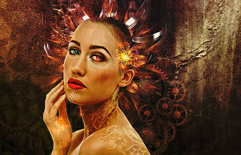 La peinture, portrait de femme, fantaisie, science-fiction, scifi, foncé, portrait, portrait fantastique, les textures, futuriste, steampunk, biomécanique, lueur, femme, femelle, Jeune, beauté, modèle, mystère, mystérieux, La technologie, artistique, coloré, belle femme, femmes, adulte, jeune adulte, maquillage, photo du visage, mode, une personne, belles personnes, jeune femme, cheveux, à l'intérieur, coiffure, élégance, rouge à lèvres, charme, visage humain, 2K, CC0, domaine public, libre de droits