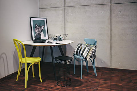 chairs, tables, arranged, design exhibition, Collection, design, exhibition, furniture, chair, table, style, display, show, expo, indoors, domestic Room, no People, modern, decor, home Interior, flooring, architecture And Buildings, wall - Building Feature, window, day, technology, seat, computer, communication, wireless technology, connection, one person, business, desk, working, internet, men, office, 5K