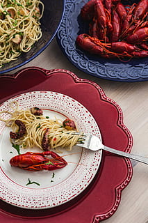 dinner, seafood pasta, crayfish, red, wine, table, decorated, roses, Fancy, seafood, pasta, red wine, elegant, octopus, food, plate, gourmet, freshness, vegetable, meal, crockery, spaghetti, healthy Eating, cooked, lunch, close-up, vegetarian Food, cooking, food and drink, indoors, no people, ready-to-eat, still life, wellbeing, serving size, italian food, kitchen utensil, high angle view, eating utensil, temptation, 5K, CC0, public domain, royalty free