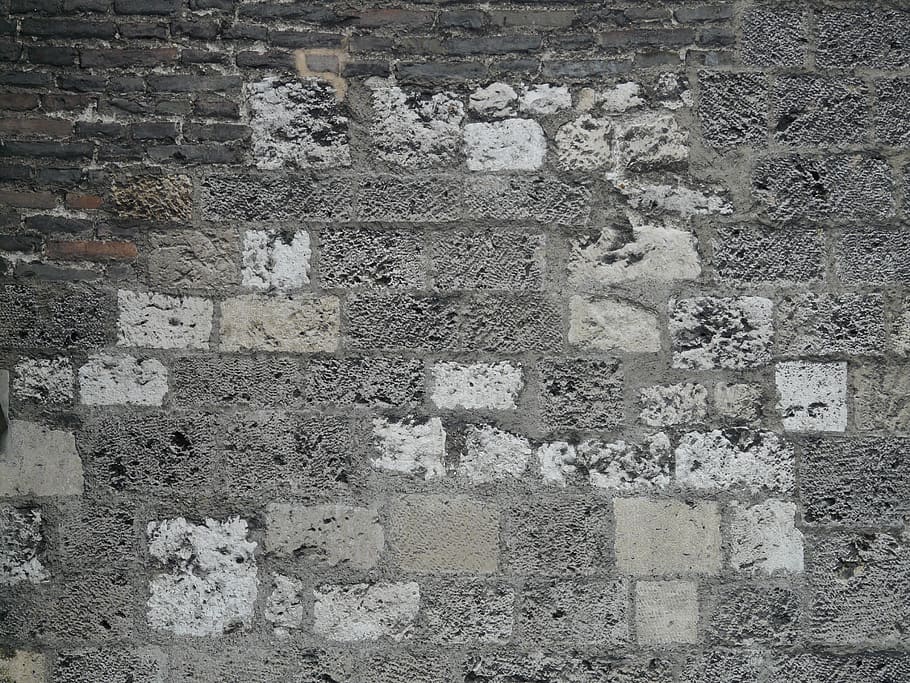 Wand, Stein, Steinwand, Quadrat, bauen, die Architektur, keine Leute, gebaute Struktur, Wandbau - Funktion, Vollbild, Hintergründe, alt, Tag, Kunst und Handwerk, Muster, beschädigt, Kunst, Kreativität, Geschichte, verwittert, Backstein, die Vergangenheit, texturiert, heruntergewirtschaftet, draußen, 2K