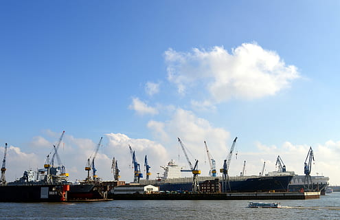 kranas, kranai, konteineris, pakrovimas, krovinys, prekyba, uostą, hamburg, elbe, upė, miestas, hanseatic lyga, patrauklumas, turistų, vanduo, krovinių gabenimas, industrija, laivyba, uostas, komercinis dokas, laivas, transportavimas, dangus, debesis - dangus, transporto būdas, prieplauka, krantinė, mašinos, jūros, dieną, kranas - statybinė technika, verslą, pobūdį, nėra žmonių, lauke, 5K, CC0, Viešasis domenas, nemokamai