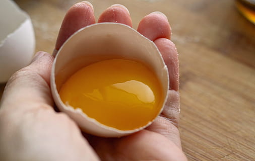 persona, detenzione, conchiglia, giogo d'uovo, uovo, crudo, bianca, tuorlo, giallo, mano che regge, cibo, fresco, naturale, prima colazione, ingrediente, cucina, cucinando, salutare, azienda agricola, proteina, luce, guscio d'uovo, legna, mano umana, parte del corpo umano, mano, una persona, cibo e bevande, avvicinamento, tuorlo d'uovo, in casa, freschezza, parte del corpo, benessere, adulto, preparazione, tazza, dito, rottura, 2K, CC0, dominio pubblico, privo di copyright