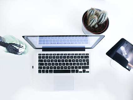 macbook, pro, ved siden af, potteplanter, kaktus, bærbar, æble, computer, browser, forskning, undersøgelse, skole, forretning, arbejde, skrivebord, indre, teknologi, trådløs teknologi, meddelelse, forbindelse, bord, indendørs, bærbar informationsenhed, computerudstyr, ingen mennesker, direkte over, hvid baggrund, smart telefon, computerskærm, tastatur, computer tastatur, møbel, stilleben, studio skud, 2K, CC0, offentligt domæne, royaltyfrie