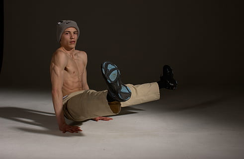 Break Dancing, Bboy, Breaking, Dance, zlatko, man, attitude, body, face, human, boy, male, positive, stylish, art, think positive, shirtless, one man only, only men, adult, one person, adults only, full length, exercising, sport, athlete, healthy lifestyle, strength, indoors, lifestyles, vitality, portrait, muscular build, men, human body part, studio shot, motion, sportsman, chest, black background, 4K, CC0, public domain, royalty free