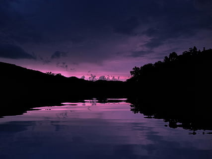 silhouette photography, lake, river, mountains, nighttime, sunset, purple, sky, background, stream, tree, forest, cloud, landscape, drammatic, beautiful, reflection, china, water, cloud - sky, beauty in nature, scenics - nature, tranquility, tranquil scene, silhouette, plant, nature, no people, idyllic, waterfront, dramatic sky, dusk, romantic sky, 4K, CC0, public domain, royalty free