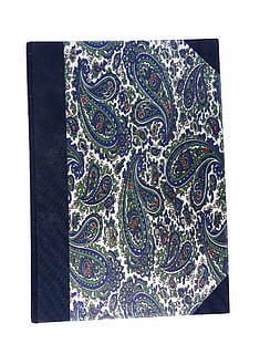 caiet, jurnal, retras, albastru, colțuri, textil, model, decor, în interior, fundal alb, proiecta, studio shot, natură moartă, a închide, artă și sculptură, nici o persoana, vedere în unghi mare, elimina, ambarcațiune, model floral, un singur obiect, transfer de imprimare, creativitate, masa, auto post producție filtru, spațiu copie, hârtie, 1080P, CC0, domeniu public, fără drepturi de autor