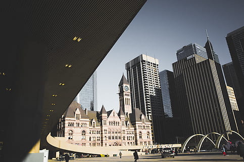 low, angle photography, building, white, grey, high-rise, buildings, daytime, sky, City Hall, skyscraper, architecture, tower, landmark, urban Skyline, urban Scene, uSA, cityscape, new York City, city, built Structure, famous Place, building Exterior, manhattan - New York City, downtown District, travel Locations, office Building, london - England, city Life, architecture And Buildings, river, no People, office building exterior, office, tall - high, modern, travel destinations, travel, residential district, financial district, outdoors, spire, 4K, CC0, public domain, royalty free