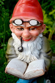 nan, lectura, llegir, pipa, gots, brut, subministraments, gnome, plàstic, ceràmica, llibre, còmics, infància, humor, nen, ulleres, només nens, una persona, vista frontal, persones reals, activitat d'oci, somrient, retrat, dia, estils de vida, representació, mirant la càmera, centrar-se en primer pla, representació humana, dones, a l'aire lliure, innocència, 5K, CC0, domini públic, lliure de regalies