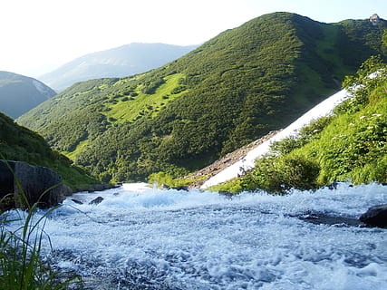 fjellene, elv, foss, stryk, raskt vann, skog, trær, natur, sommer, kropp av vann, landskap, skjønnhet i naturen, fjell, naturskjønnhet - natur, vann, rennende vann, anlegg, rolig scene, dag, fjellkjede, ikke-urbane scene, ro, ingen folk, grønn farge, bevegelse, himmel, strømmer, idylliske, utendørs, kraft i naturen, 1080P, CC0, offentlig domene, opphavsrett gratis