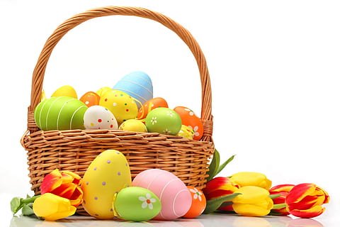 easter eggs basket, Easter eggs, basket, various, easter, eggs, springtime, multi Colored, easter Egg, animal Egg, decoration, yellow, cultures, paint, celebration, holiday, season, green Color, easter Basket, ornate, pink Color, april, no People, colors, backgrounds, white Background, vibrant Color, egg, cut out, container, food and drink, food, wicker, copy space, studio shot, white color, red, 4K, CC0, public domain, royalty free