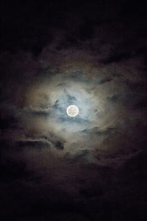 moon, night, sky, clouds, outdoors, scenic, tranquil, stratosphere, atmosphere, high, weather, meteorology, cloudscape, view, environment, nature, space, cloud - sky, astronomy, beauty in nature, scenics - nature, tranquility, low angle view, tranquil scene, no people, planetary moon, space exploration, full moon, dark, circle, moonlight, eclipse, ominous, 4K, CC0, public domain, royalty free
