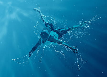 dancer, water, motion, moving, performer, flexibility, elegance, splash, sport, active, dancing, sea, one person, adult, full length, nature, underwater, blue, human arm, men, skill, young adult, aquatic sport, limb, pool, arms raised, swimming pool, human limb, 4K, CC0, public domain, royalty free