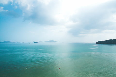 calm sea, body, water, photography, daytime, ocean, sea, horizon, sky, mountains, landscape, nature, beauty in nature, scenics, tranquility, tranquil scene, idyllic, outdoors, scenics - nature, cloud - sky, day, no people, non-urban scene, blue, turquoise colored, travel, land, travel destinations, lagoon, 5K, CC0, public domain, royalty free