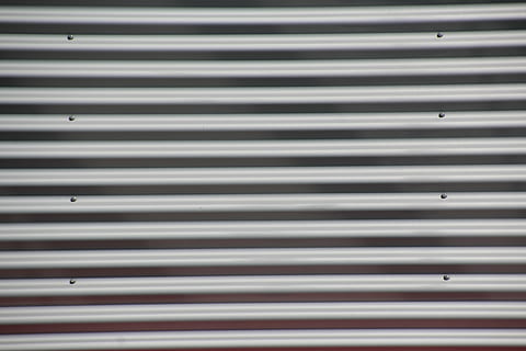 aluminium, pattern, sheet, full frame, metal, backgrounds, no people, corrugated iron, shutter, iron, close-up, textured, corrugated, security, safety, protection, closed, silver colored, day, in a row, repetition, striped, iron - metal, garage, 5K, CC0, public domain, royalty free