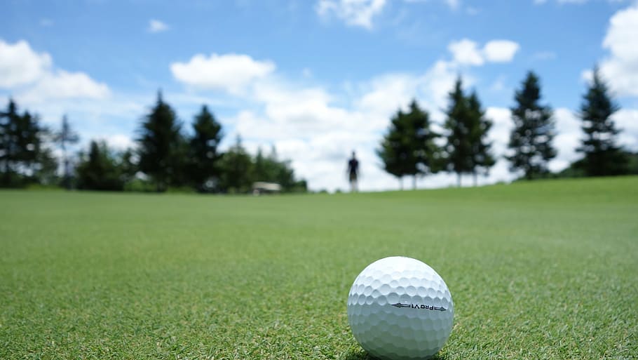pilota de golf, sòl, golf, pilota, verd, curs de golf, esport, centrar-se en primer pla, herba, color verd, verd - camp de golf, arbre, creixement, planta, activitat, activitat d'oci, dia, primer pla, cap gent, naturalesa, cel, núvol - cel, a l'aire lliure, a prop de, 2K
