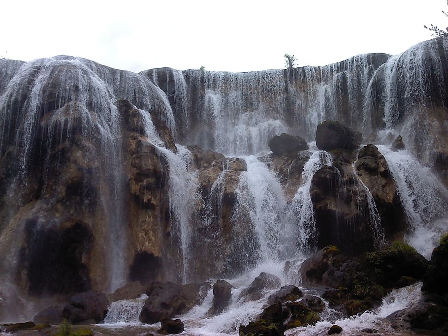 Jiuzhaigou, falls, landskab, vandfald, natur, flod, vand, scenics, strøm, flydende vand, udendørs, faldende, Skov, skønhed i naturen, rock-objekt, ingen mennesker, rejsemål, bevægelse, scenics - natur, lang eksponering, klippe, sløret bevægelse, himmel, sprøjt, magt i naturen, jord, solid, rock formation, flyder, faldende vand, formation, 1080P