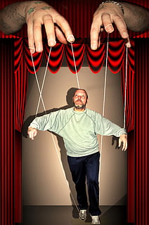 male marionette illustration, hands, man, stage, presentation, keep, puppet, puppeteer, steering, lead, men, curtain, males, people, one Person, stage - Performance Space, performance, adult, caucasian Ethnicity, front view, indoors, real people, looking at camera, young adult, emotion, casual clothing, young men, standing, portrait, holding, smiling, full length, happiness, human arm, excitement, 4K, CC0, public domain, royalty free