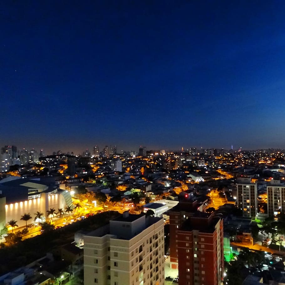 Sao Paulo, modrá obloha, noc, modrý, nebe, panoráma města, město, svítí, městský život, architektura, exteriér budovy, stavba, budova, vysoký úhel pohledu, nikdo, rezidenční čtvrti, Příroda, venku, kancelářská budova exteriér, soumrak, mrakodrap, vyrovnání, byt, 2K