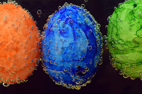 three, orange, blue, green, decorative, balls, water bubbles vector art, egg, easter, easter eggs, colorful, painted, color, cook, about, blow, blubber, underwater, immersion, wet, gas bubbles, air bubbles, food, bless you, fruit, background, studio shot, indoors, black background, close-up, healthy eating, no people, food and drink, wellbeing, water, green color, nature, pattern, drop, still life, healthcare and medicine, freshness, 5K, CC0, public domain, royalty free
