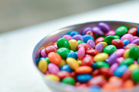 assorted-color candy, grey, bowl, multicolored, candies, gray, mandms, chocolate, candy, colours, colors, food, multi colored, sweet food, unhealthy eating, variation, close-up, no people, temptation, indoors, food and drink, large group of objects, selective focus, sweet, choice, abundance, indulgence, pastel colored, high angle view, icing, 4K, CC0, public domain, royalty free