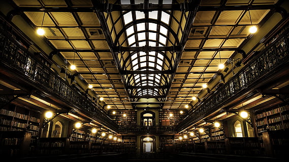 library, filled, books, turned, pendant lamps, along, hallway, architecture, light, interior, window, indoors, factory, warehouse, industry, empty, no People, old, inside Of, built Structure, dark, dirty, illuminated, law, justice - concept, lighting equipment, ceiling, low angle view, in a row, hanging, arch, electric light, pattern, night, transportation, travel, electric lamp, building, skylight, light fixture, ornate, luxury, 4K, CC0, public domain, royalty free
