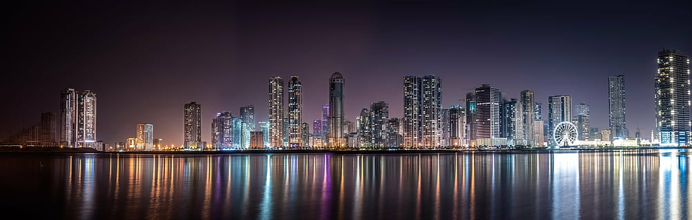 panoramę Londynu, nocna pora, budynek, Struktura, niebo, infrastruktura, ustanowienie, hotel, Miasto, miejski, architektura, sztuka, szkło, diabelski młyn, rozrywka, park, zabarwienie, tęcza, woda, morze, Natura, odbicie, noc, oświetlony, żadnych ludzi, na dworze, na zewnątrz budynku, wieżowiec, budynek biurowy na zewnątrz, krajobraz, miejska linia horyzontu, zbudowana struktura, pejzaż miejski, nowoczesny, dzielnica mieszkaniowa, wieża, życie w mieście, dzielnica finansowa, fioletowy, 5K, CC0, domena publiczna, darmowe zdjęcia