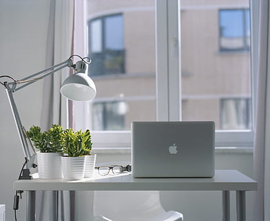macbook d'argento, superiore, bianca, di legno, scrivania, accanto, bicchieri, lampada a collo di cigno, tavolo, Mac, lampada, finestra, piante, spazio di lavoro, stazione di lavoro, bellezza calda, ikea, Macbook Pro, macbook, orologio, bicchiere, succulento, tecnologia, il computer portatile, pianta, computer, pianta in vaso, comunicazione, in casa, tecnologia wireless, nessuno, attrezzatura per l'illuminazione, vetro - materiale, connessione, interno di casa, concentrarsi sulle conoscenze acquisite, mobilia, giorno, natura, lampada elettrica, pianta della casa, 8K, CC0, dominio pubblico, privo di copyright