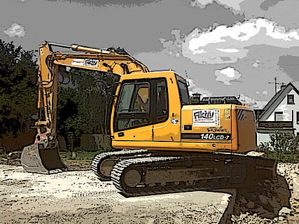 excavator, mesin konstruksi, situs, mesin, konstruksi, alat, ember backhoe, Pedang, moda transportasi, angkutan, kendaraan darat, alam, hari, salju, Arsitektur, tidak ada orang, di luar rumah, mobil, Kendaraan bermotor, kuning, tua, kota, jalan, perjalanan, eksterior bangunan, taksi, bus sekolah, 1080P, CC0, domain publik, bebas royalti
