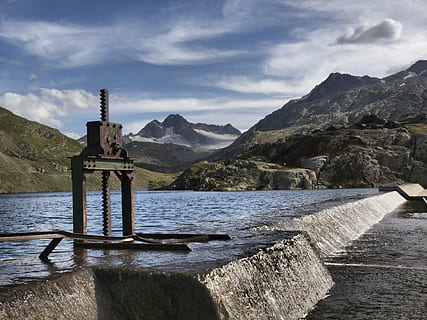 dæmning, col, Sky, sø, landskab, bjerg, Alperne, sommer, natur, himmel, vand, sky - himmel, skønhed i naturen, scenics - natur, dag, bjergkæde, ingen mennesker, ro, rolig scene, arkitektur, ikke-urbane scene, bygget struktur, tro, idyllisk, træ - materiale, udendørs, 4K, CC0, offentligt domæne, royaltyfrie