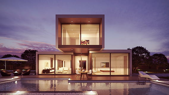 gray, concrete, house, glass wall, render, graphic, architecture, 3d, 3dsmax, photoshop, design, interiordesign, spain, style, minimalist, interior, modulate, prefabricated, home prefabricata, modular home, pool, dinner romatica, reflection, sky, cloud - sky, building exterior, dusk, built structure, outdoors, illuminated, no people, building, nature, window, swimming pool, plant, modern, water, city, luxury, 1080P