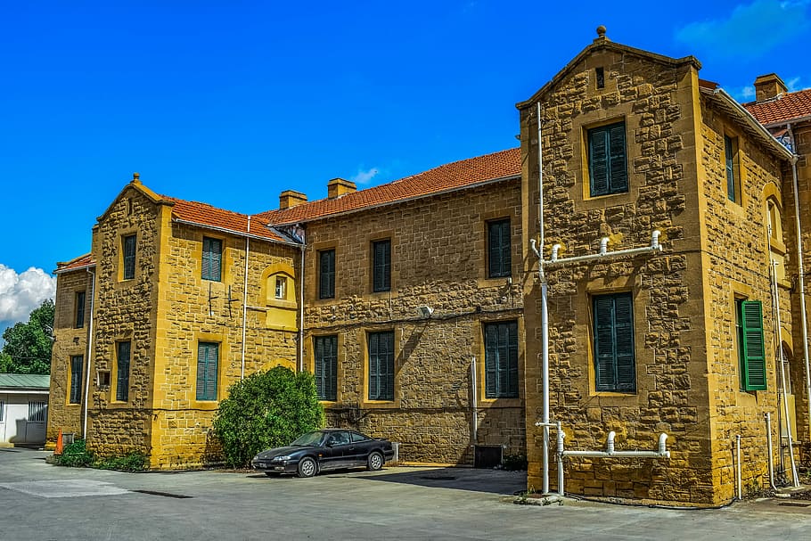 arquitectura, colonial, edifici, façana, Nicòsia, lefkosia, Xipre, exterior de l'edifici, estructura construïda, cel, ciutat, blau, naturalesa, cel clar, finestra, carrer, cap gent, dia, a l'aire lliure, barri residencial, vell, llum solar, entrada, història, 5K