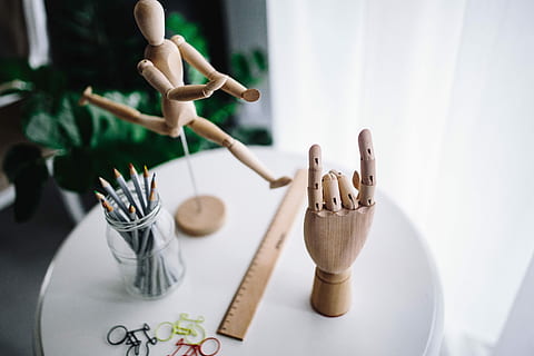 mannequin, various, poses, Wooden, hand, wood, model, yarn, pencils, puppet, posing, dummy, doll, figure, thread, gesture, indoors, domestic life, home interior, faucet, domestic room, hygiene, art and craft, representation, creativity, figurine, focus on foreground, table, no people, human representation, wood - material, craft, still life, close-up, business, equipment, kitchen utensil, day, high angle view, selective focus, 5K