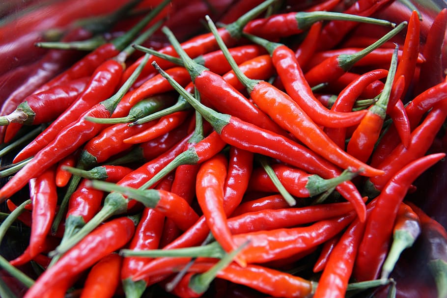Chilis, foto ravvicinata, peperoncino, freddo, Pepe, rosso, verdura, speziato, Spezia, cibo e bevande, peperoncino rosso, cibo, abbondanza, grande gruppo di oggetti, freschezza, nessuno, avvicinamento, natura morta, mercato, colore verde, chili, mangiare sano, benessere, sfondi, 5K