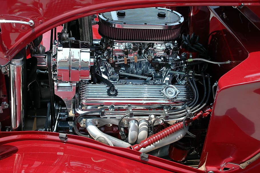 bilmotor, motor, køretøj, auto, automobil, mekaniker, transportmidler, teknologi, strøm, maskine, automotive, brændstof, krom, hastighed, mekanisk, hurtig, metallisk, ren, hætte, poleret, olie, vedligeholdelse, stål, tilpasset, retro, bil, rød, bilindustrien, bilfabrik, motor køretøj, transportform, land køretøj, tæt på, industri, maskineri, køretøjsdel, ingen mennesker, kompleksitet, handle ind, metal, dag, indendørs, 2K