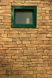 wall, window, stones, structure, built structure, architecture, building exterior, no people, brick, brick wall, wall - building feature, day, building, house, full frame, pattern, outdoors, low angle view, closed, safety, residential district, geometric shape, 5K, CC0, public domain, royalty free